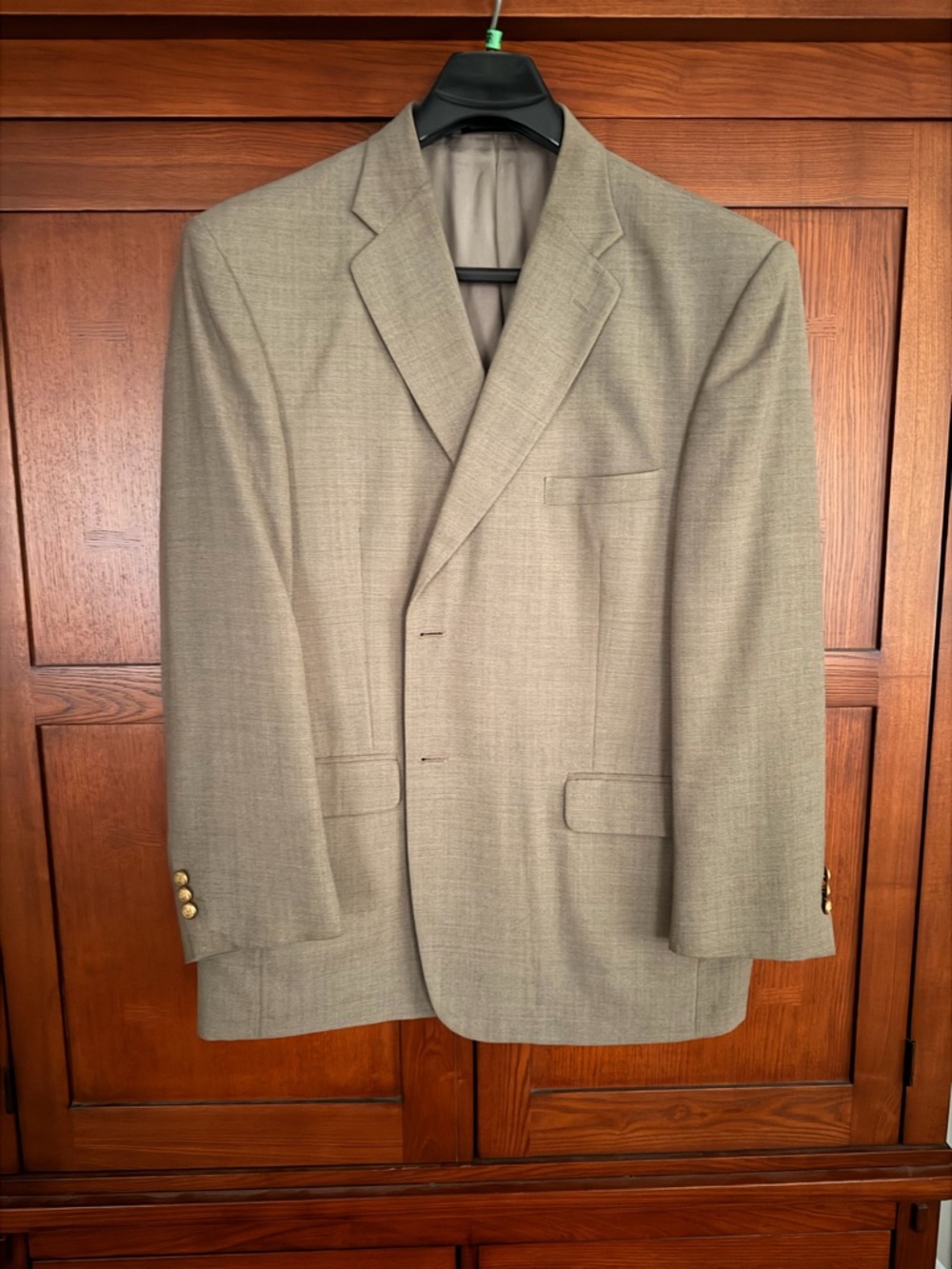 Stafford Light Tan Wool Blend Notch Lapel Blazer